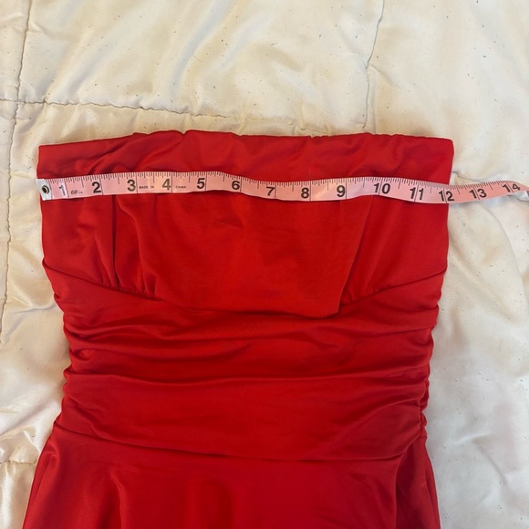 SHEIN Red Strapless Pleated Tiered Dress - Picture 12 of 16